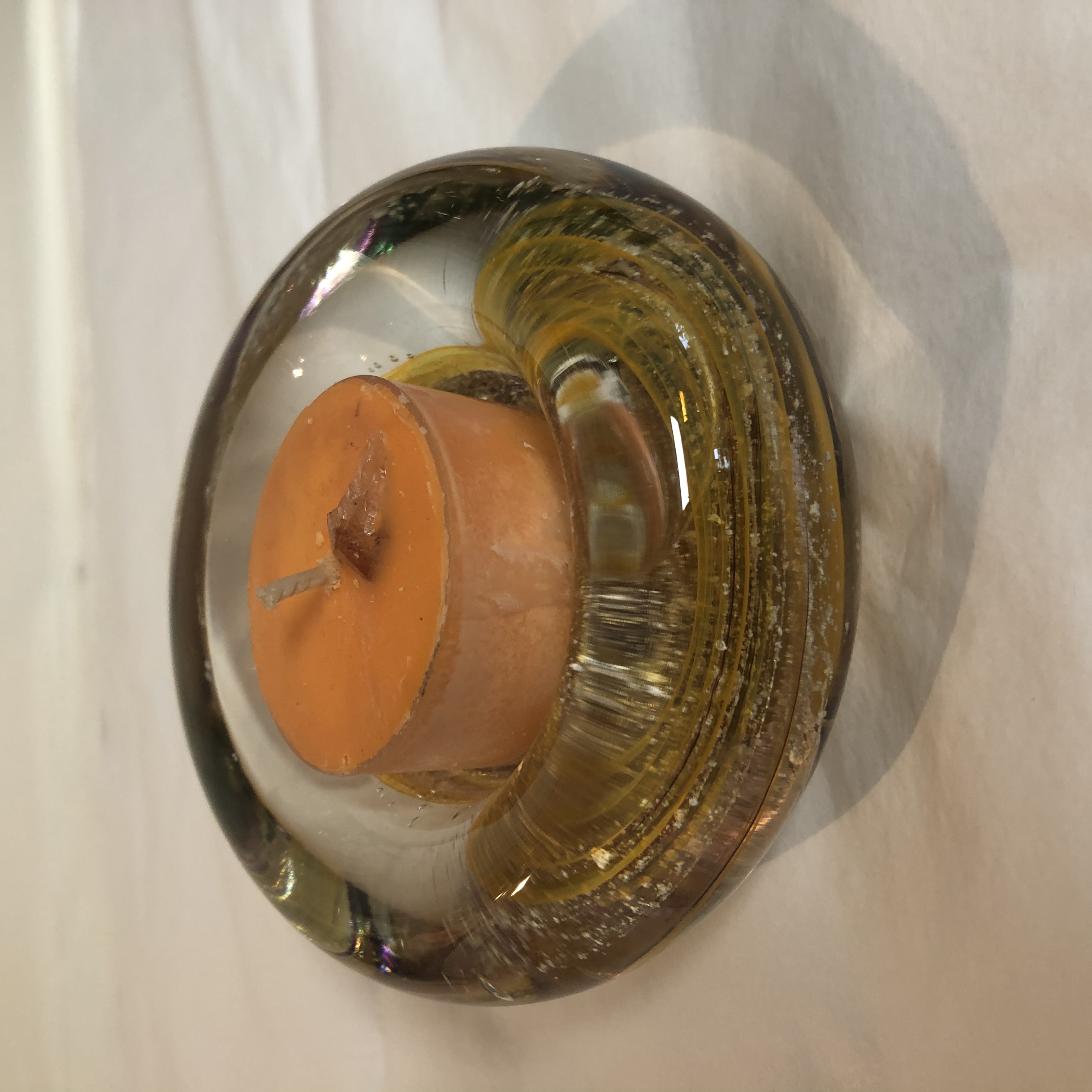 Soft yellow memorial candle holder